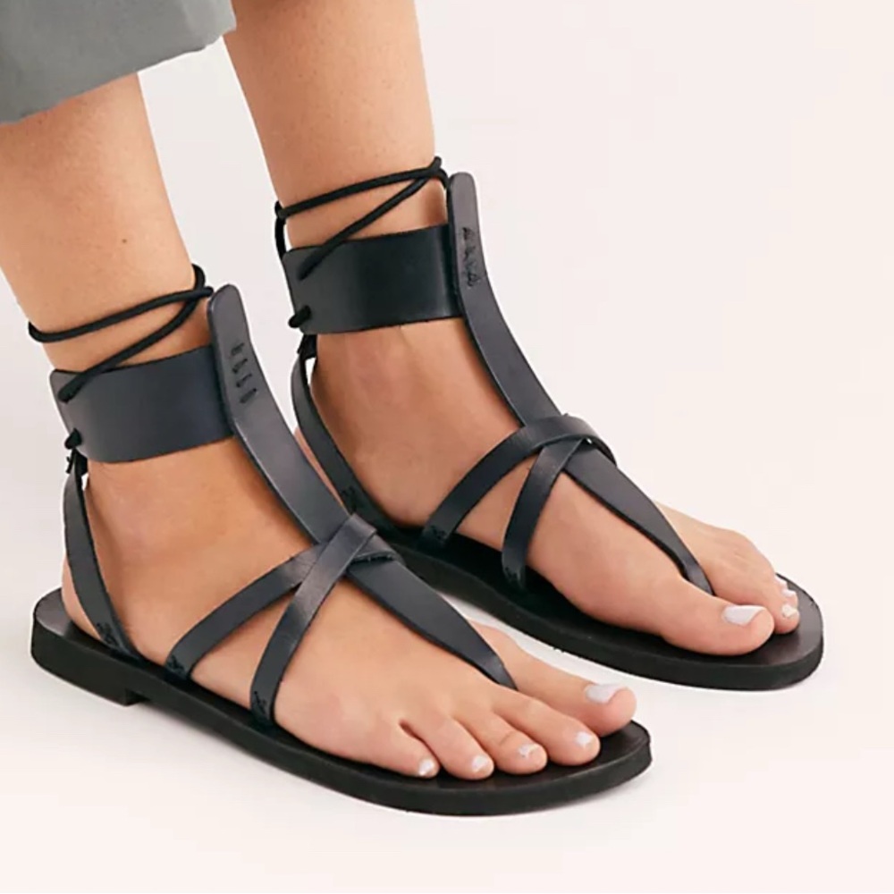 Free People Black Strappy Sandals